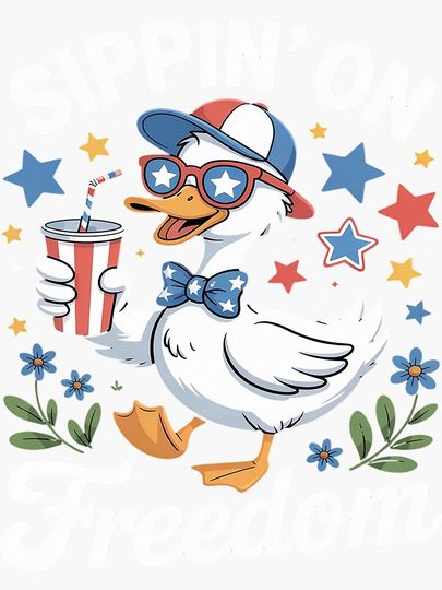 Funny 4th of July Goose Independence Day Firequacker Sticker
