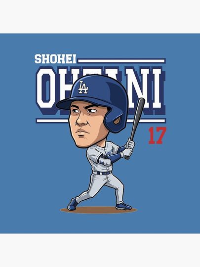 Shohei Ohtani LA Dodgers Chibi Baseball Illustration Pillow