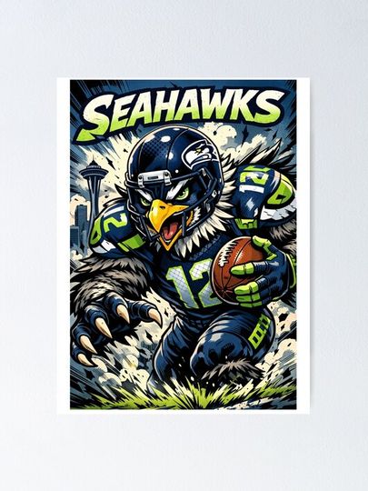 Sea Hawks Comic Style Vertical Poster