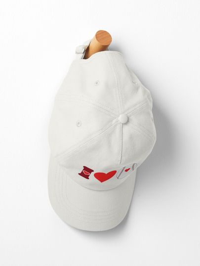 I love baseball ball heart Cap
