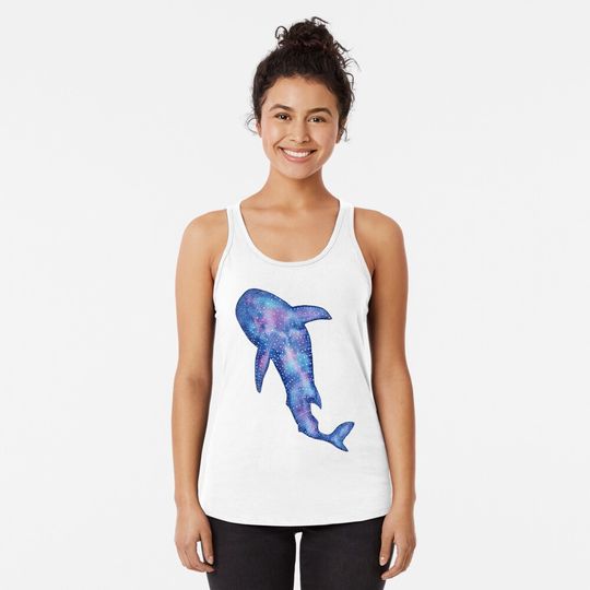 Galaxy Whale Shark Watercolor Painting Racerback Tank Top