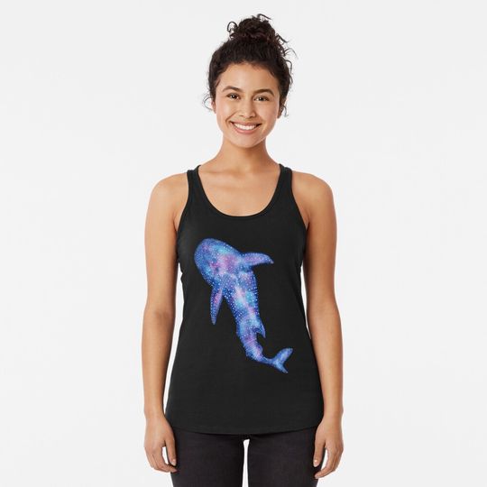 Galaxy Whale Shark Watercolor Painting Racerback Tank Top