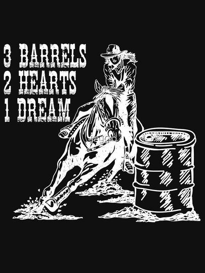 3 Barrels, 2 Hearts, 1 Dream Barrel Racing Design Racerback Tank Top