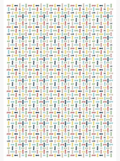 World Airport Codes Premium Matte Vertical Poster