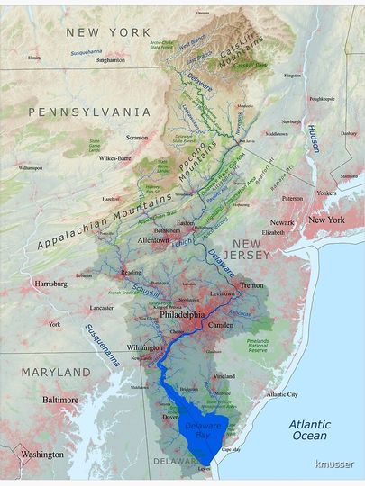 Delaware River Watershed Map - Labeled Premium Matte Vertical Poster