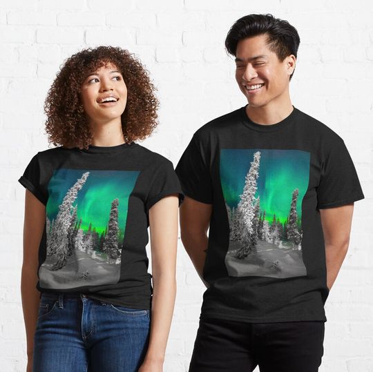 Northern Lights, Aurora Borealis Arctic Winter Alaska Classic T-Shirt
