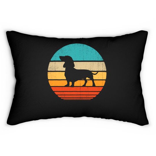 Cartoon Dachshund Lumbar Pillows Retro Vintage Sunset Wiener Dog Lovers Men