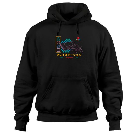Playstation Checker Neon 90's Hoodie Pullover Hoodie