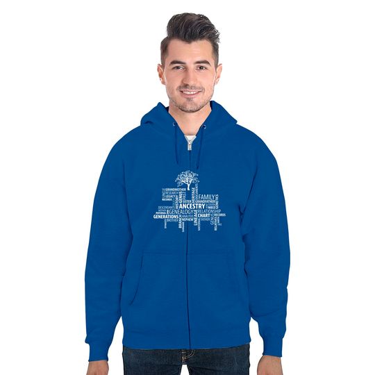 Genealogy, Ancestry, Word Cloud Zip Hoodie Research Your Family