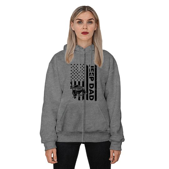 Jeep Dad American Flag Zip Hoodie