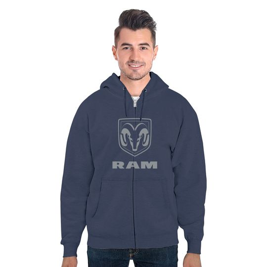 Mens Ram Trucks Grey Logo Zip Hoodie