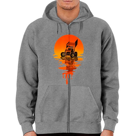 Vintage Retro Style Sprint Car Racing Zip Hoodie