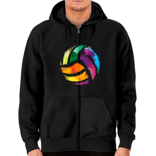 Colorful Volleyball Colorsplash Ball Zip Hoodie