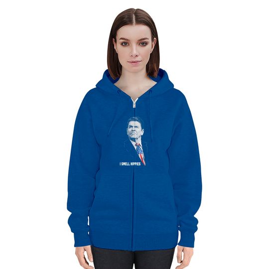Ronald Reagan I Smell Hippies Zip Hoodie