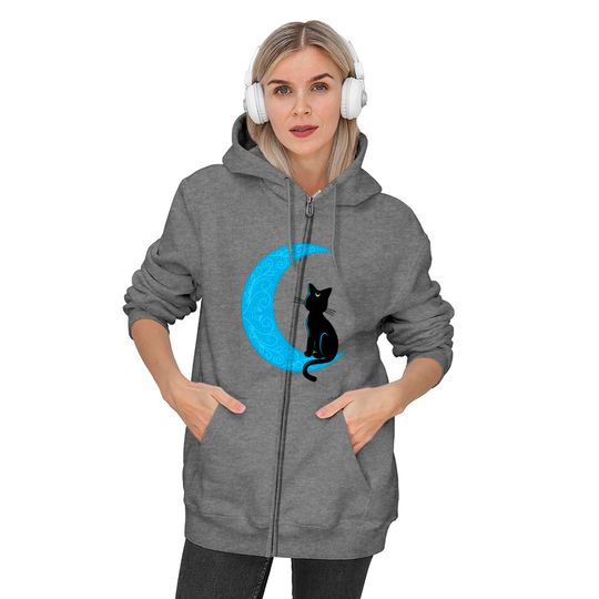 Sailor Moon Vintage Black Cat Crescent Zip Hoodie