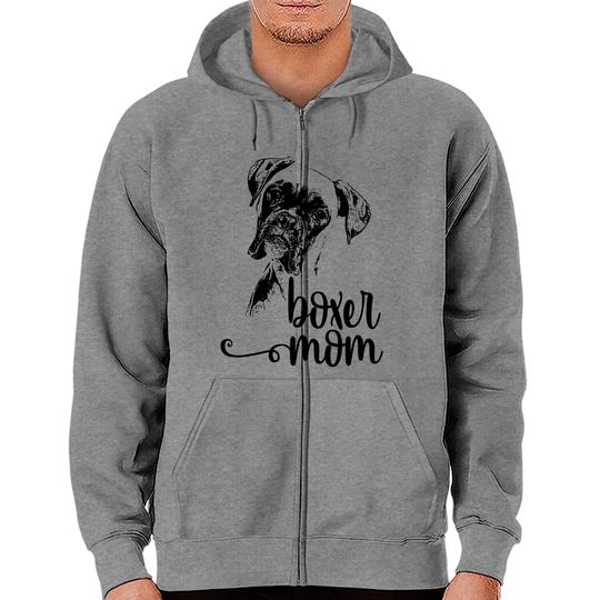 Boxer Mom Dog Face Dog Zip Hoodie