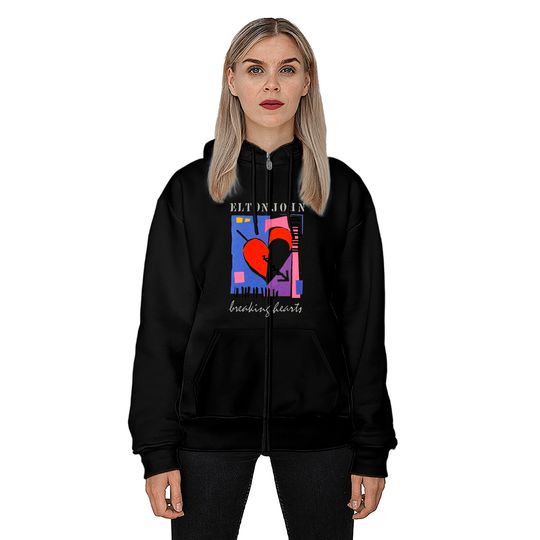 Elton John  Retro Breaking Hearts Zip Hoodies