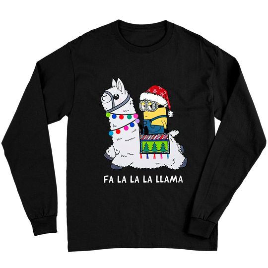 Santa Minion Riding Fa La La La La Llama Christmas Long Sleeves