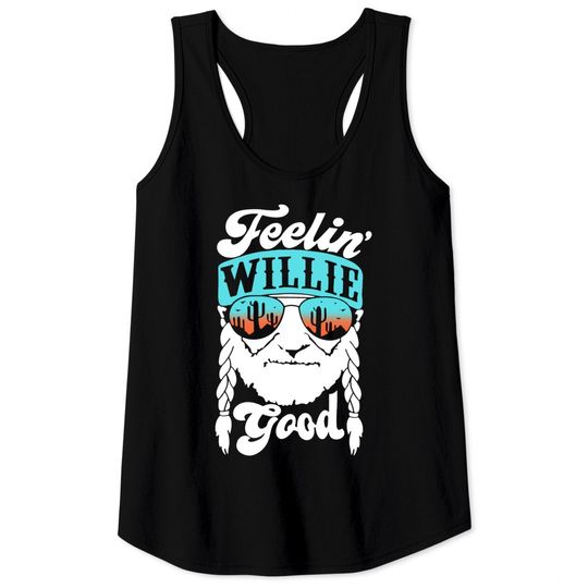 Women Tank Top, Feelin' Willie Good Letter Printed Graphic Vest Top Casual Tee, Gray