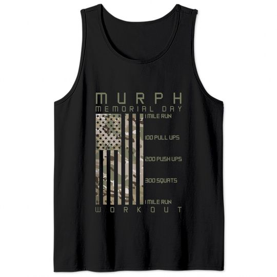 Murph Memorial Day Workout WOD Cam Multi Camo Flag Vertical Tank Top