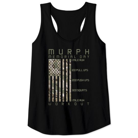Murph Memorial Day Workout WOD Cam Multi Camo Flag Vertical Tank Top