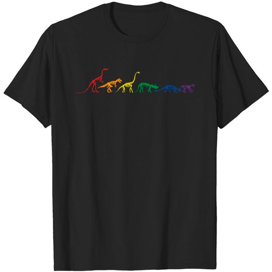 Rainbow Dinosaur Queer Fossil Skeletons LGBT Gay P T Shirt