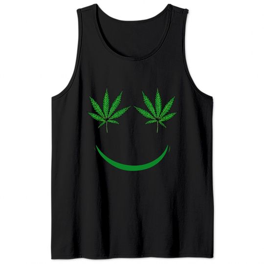 Pot Leaf Smiley Face Weed Tank Top