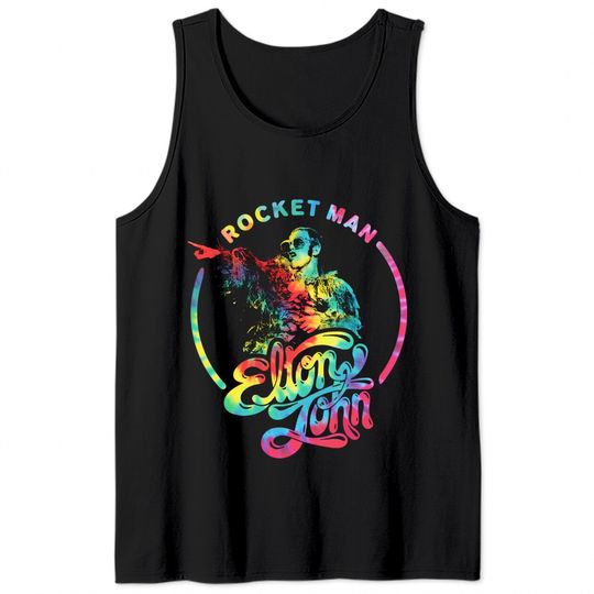 Elton John Rocket Man Circle Tie Dye Logo Tank Tops