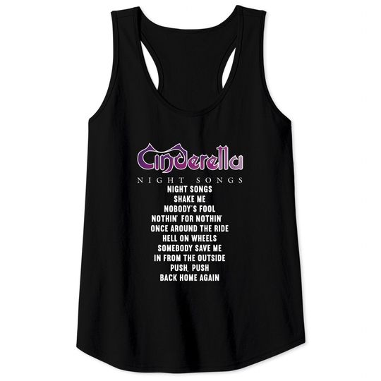 Cinde Rock Band Night Songs Album Black Tank Tops