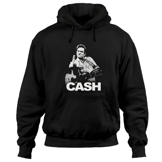 Johnny Cash Flipping The Bird Finger Black Adult Hoodies Tee