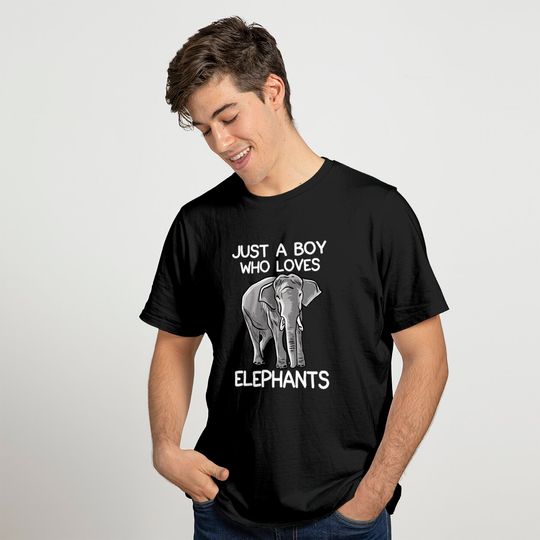 Elephant Pun T-Shirt Just A Boy Who Loves Elephants Funny Elephant Lover For Men