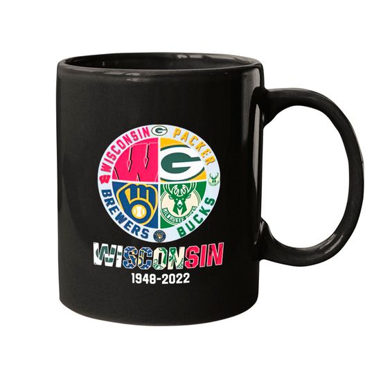 Wisconsin and Packers and Brewers and Bucks Wisconsin Sport 1948 2022  Mugs