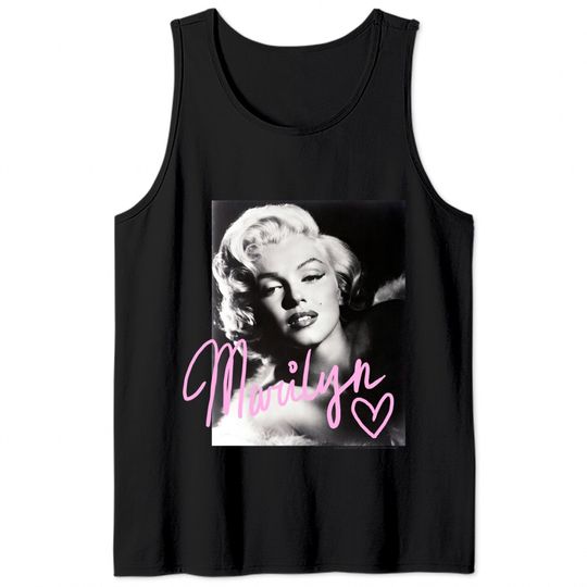 Marilyn Monroe black and white, pink handwriting Tank Tops