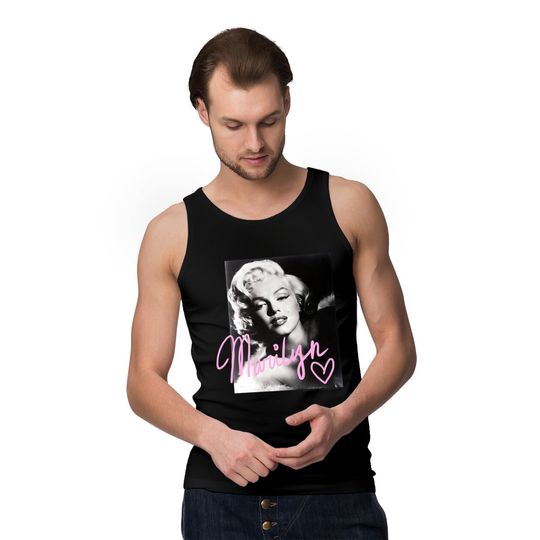 Marilyn Monroe black and white, pink handwriting Tank Tops