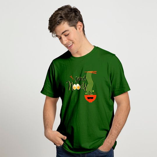 Womens Funny Ramen T-shirt Send Noods Ramen Noodles Design V-Neck T-Shirt