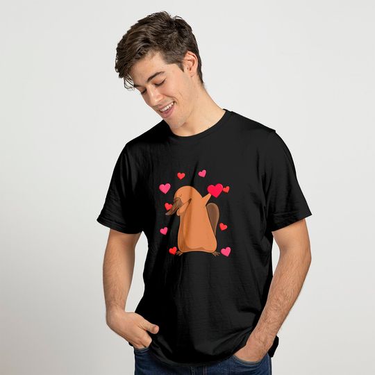 Cute Platypus T-Shirt Dabbing Platypus Valentine's Day Love Heart Dance Pose Cute
