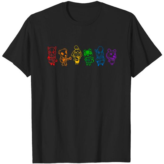 Cookie Animal Crossing T-Shirt Pride Group Shot Rainbow Line Up