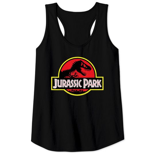 Jurassic Park Distressed Vintage Logo Graphic Tank Tops