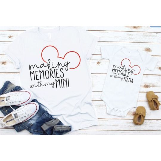 Making Memories With My Mama/Mini with Bow & Ears Matching Family Custom Shirts