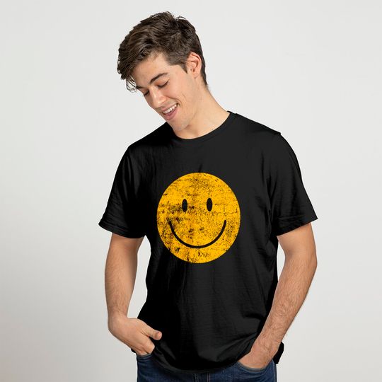 Emoji T-Shirt Funny Vintage Yellow Smile Face 70s 80s 90s smiley face