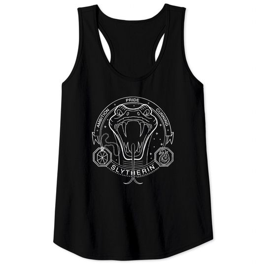 Slytherin Line Art Snake Symbol Tank Tops
