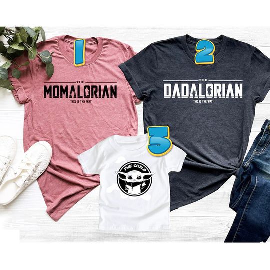 Discover The Mandolorian Dadalorian and The Child Matching Family T-Shirts