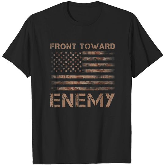 Front Toward Enemy Military American Flag Desert Camo T-Shirt