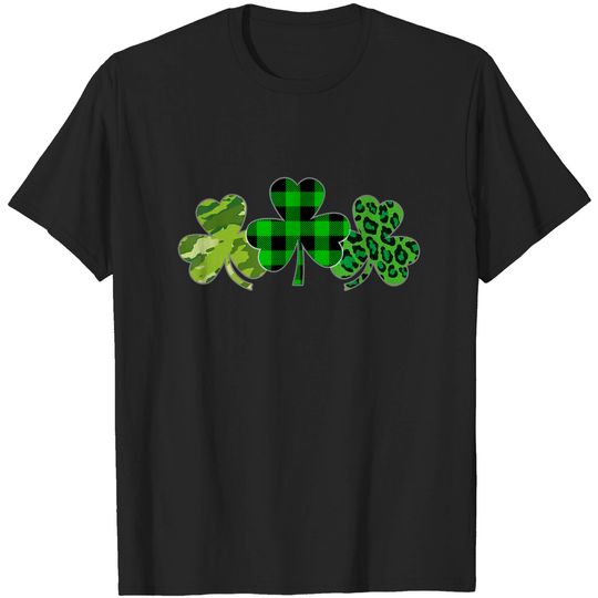 St Patricks Day Women Plaid Shamrock Green Leopard Irish T-Shirt
