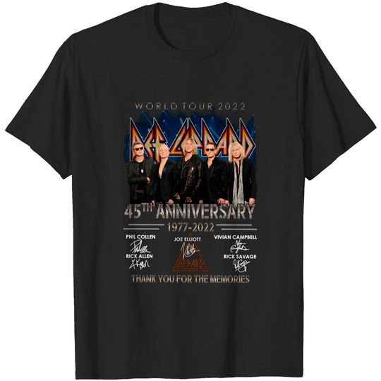 Def Leppard Rock Band World Tour 2022 45th Anniversary 1977-2022  T Shirt