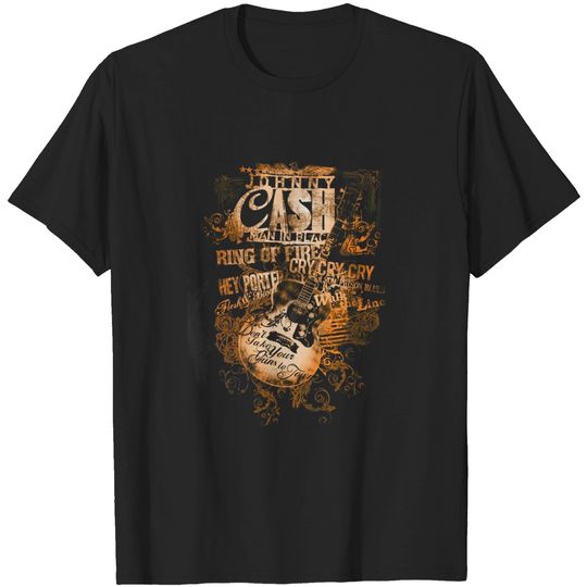 Johnny Cash Guitar Song Titles T-Shirt