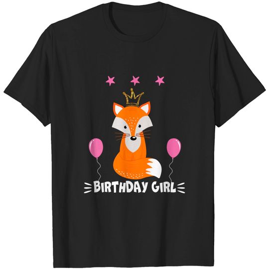 Kids Birthday Girl Party Animal shirt Cool Cute Fox T-Shirt