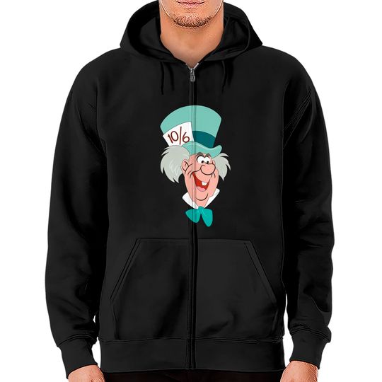 Alice In Wonderland Mad Hatter Big Face Zip Hoodies