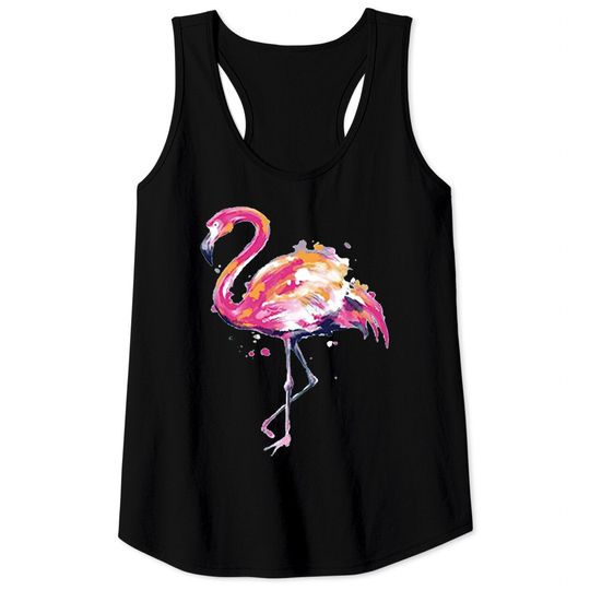 Women's Short Sleeve Round Neck Loose Cute Animal Flamingo Print Tee Tank Tops Top