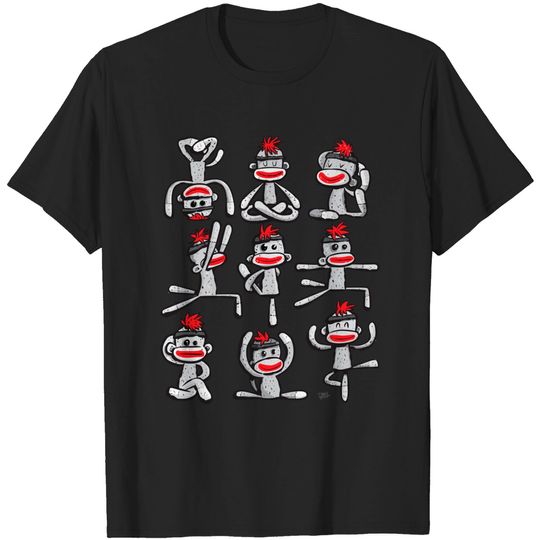 Monkey With Headphones T-Shirt Yoga Pose Womens Asana Sock Monkey Cute Wellness Gift